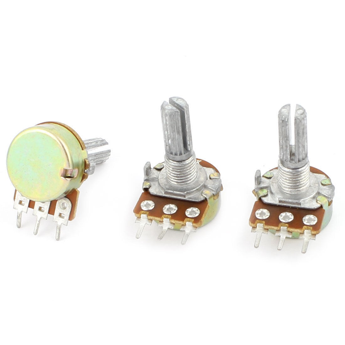 3 Pcs B5K 5K Ohm 13mm Rotating Shaft 3 Terminals Single Linear Potentiometer Pot