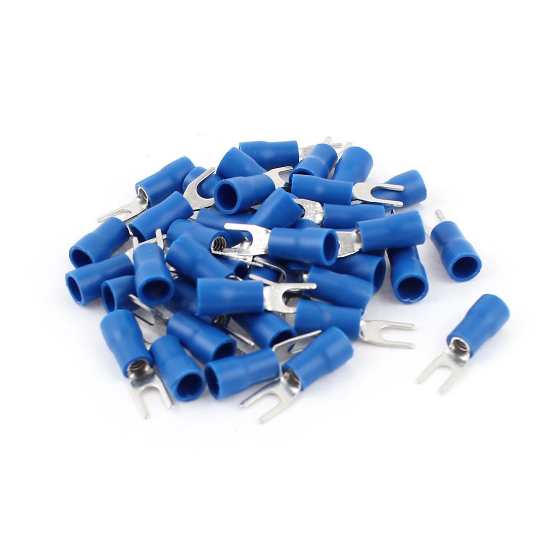 40 Pcs SV 2 3S 16 14AWG Blue Insulated Fork Spade Terminals Electrical Connector