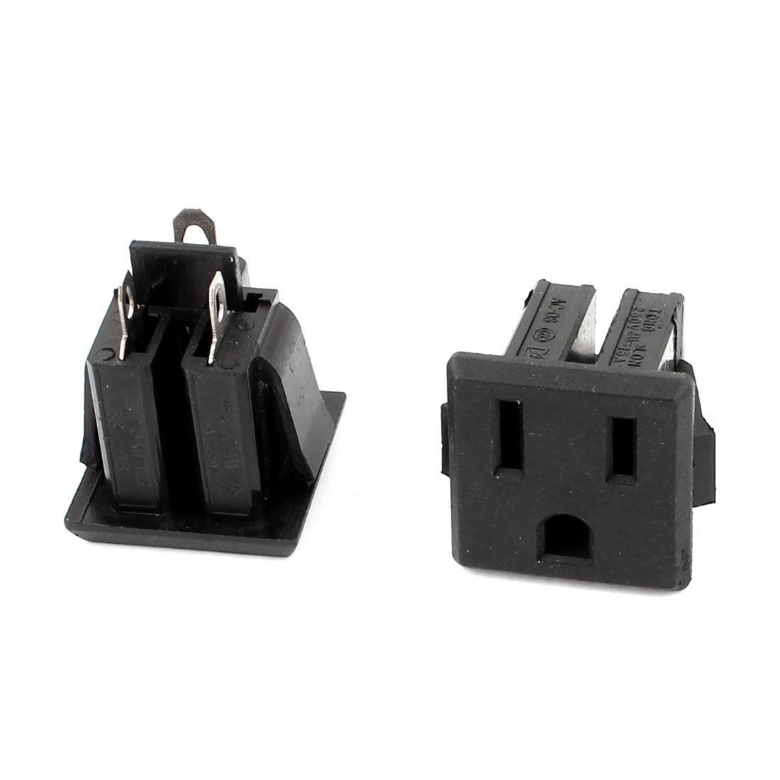 AC 125V 15A US 3 Pins Panel Mounted Snap in Power Supply Female Socket Plug 2pcs