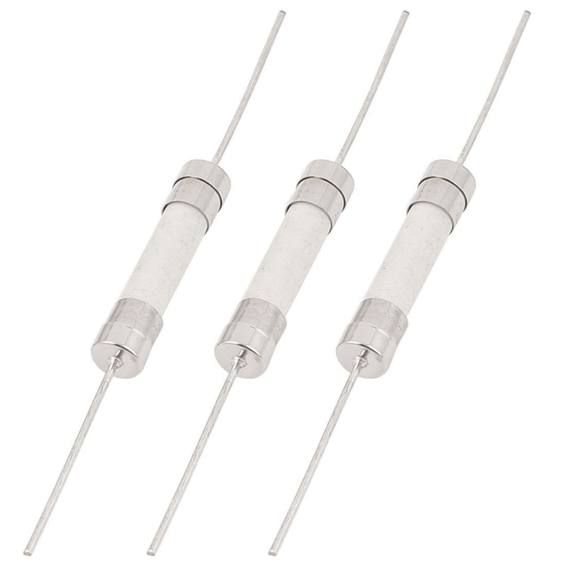 3pcs 250V 15A 6mm x 30mm Fast-blow Acting Axial Lead Ceramic Fuse White