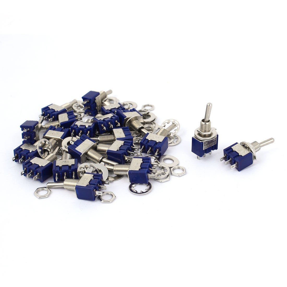 AC 125V 6A SPDT on on 3 Pin Latching Toggle Switch Blue 20 Pcs