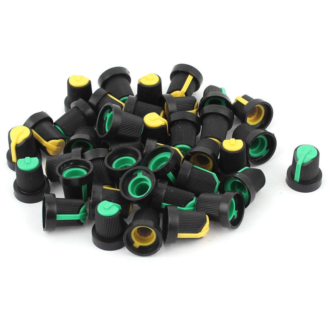 40 Pcs Yellow Green Potentiometer Rotary Control Knobs Caps for 6mm Dia Shaft