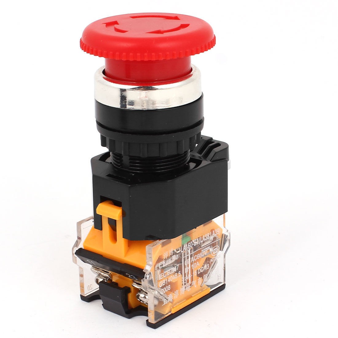 22mm Panel Mount 4 Pin DPST Latching Red Mushroom Push Button Switch AC 660V 10A
