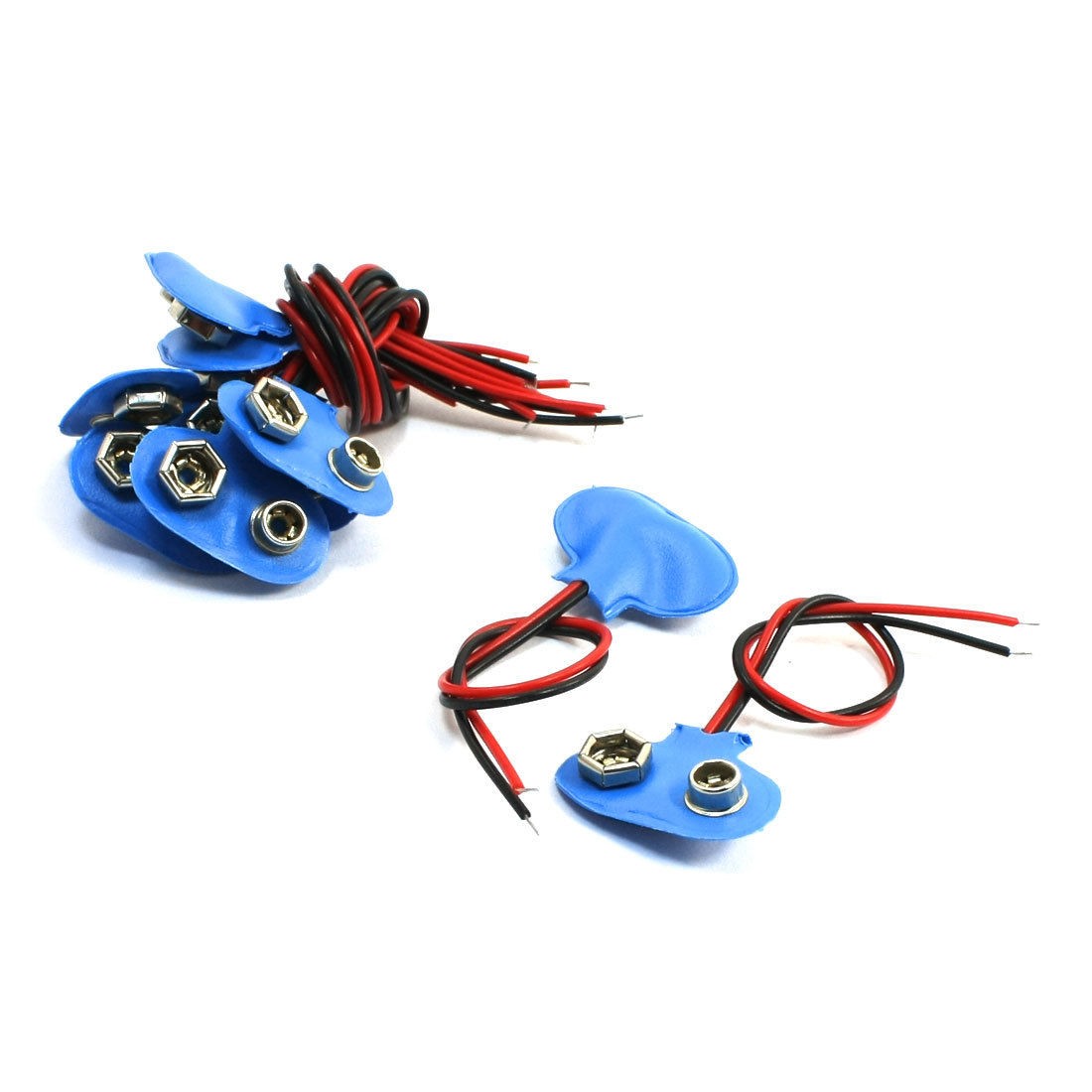 T Type Double Cable Connection 9V Battery Clips Connector Buckle 10Pcs