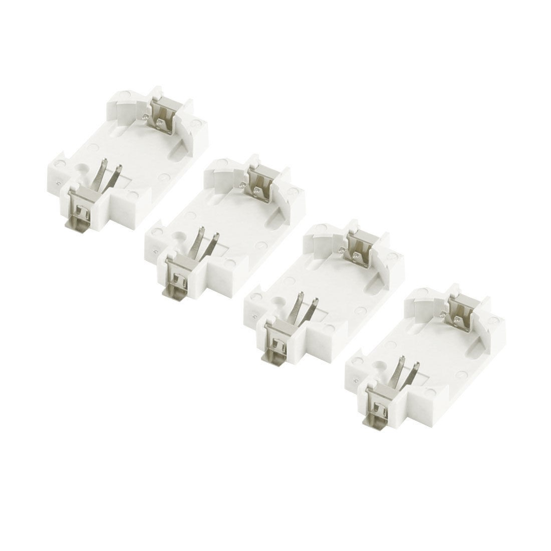 4 Pcs Plastic Shell CR2032 Button Cell Battery Socket Holder Case Off White