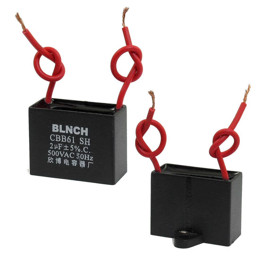 2 Pcs CBB61 2uF AC 500V Rectangle Non Polar Motor Run Capacitor