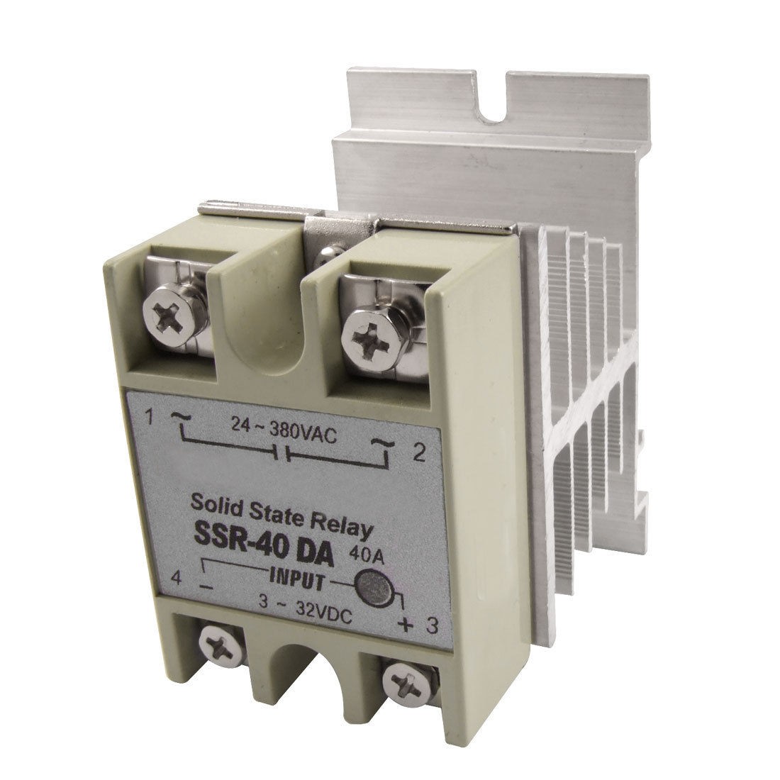 DC to AC Screw Terminals Single Phase Solid State Relay 40A 3-32V 24-380V w heat