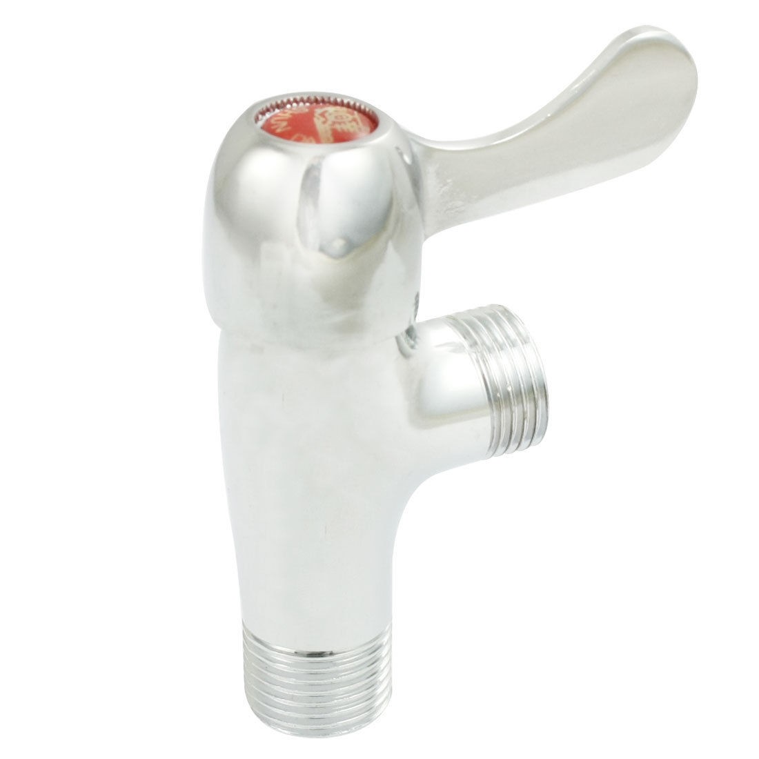 Bathroom Silver Tone Metal 1/4" x 1/4" Male Thread Angle Valve 