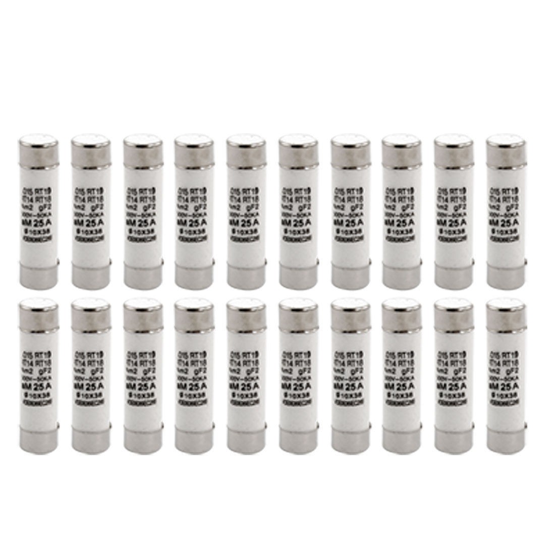 500V 25A Ceramic Tube Cylindrical Fuse Links 10 x 38mm (Bag of 20)