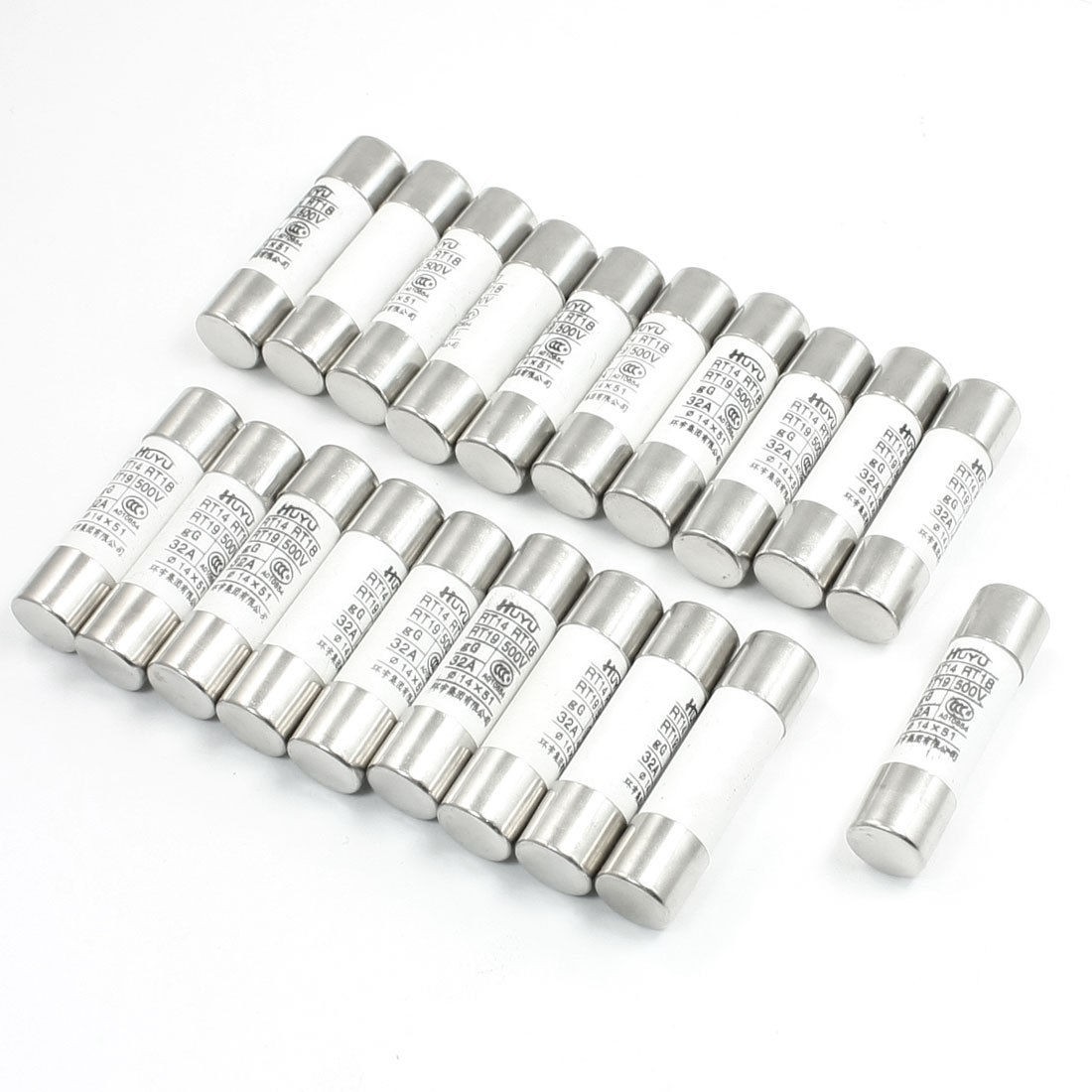 14mm x 51mm Quick Fast Blow Ceramic Fuse Link 32A 500V AC RT14 RT18 R016 20 Pcs