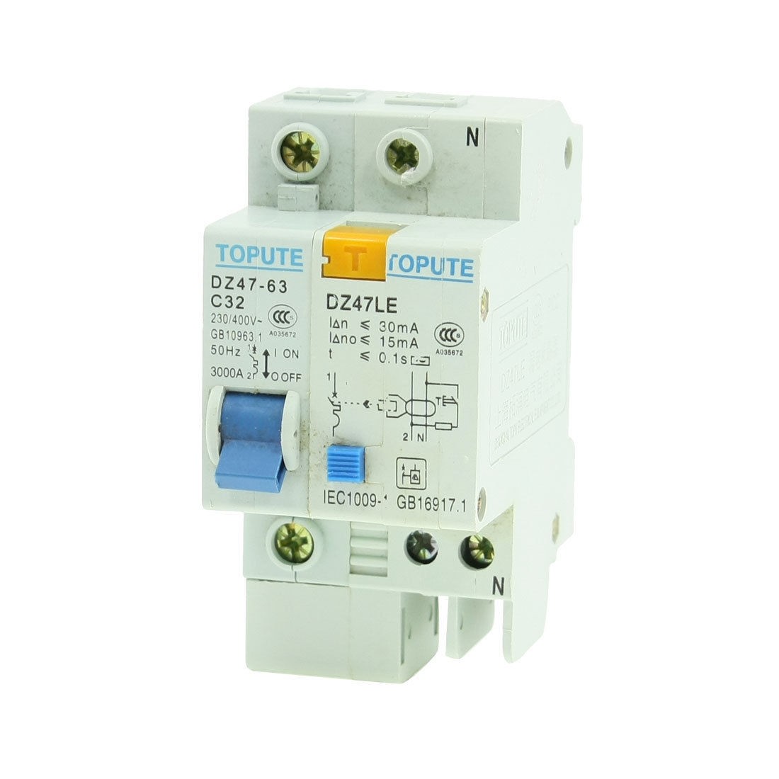 DZ47-63 C32 32A 230/400VAC 3000A Breaking Capacity 1 Poles Circuit Breaker