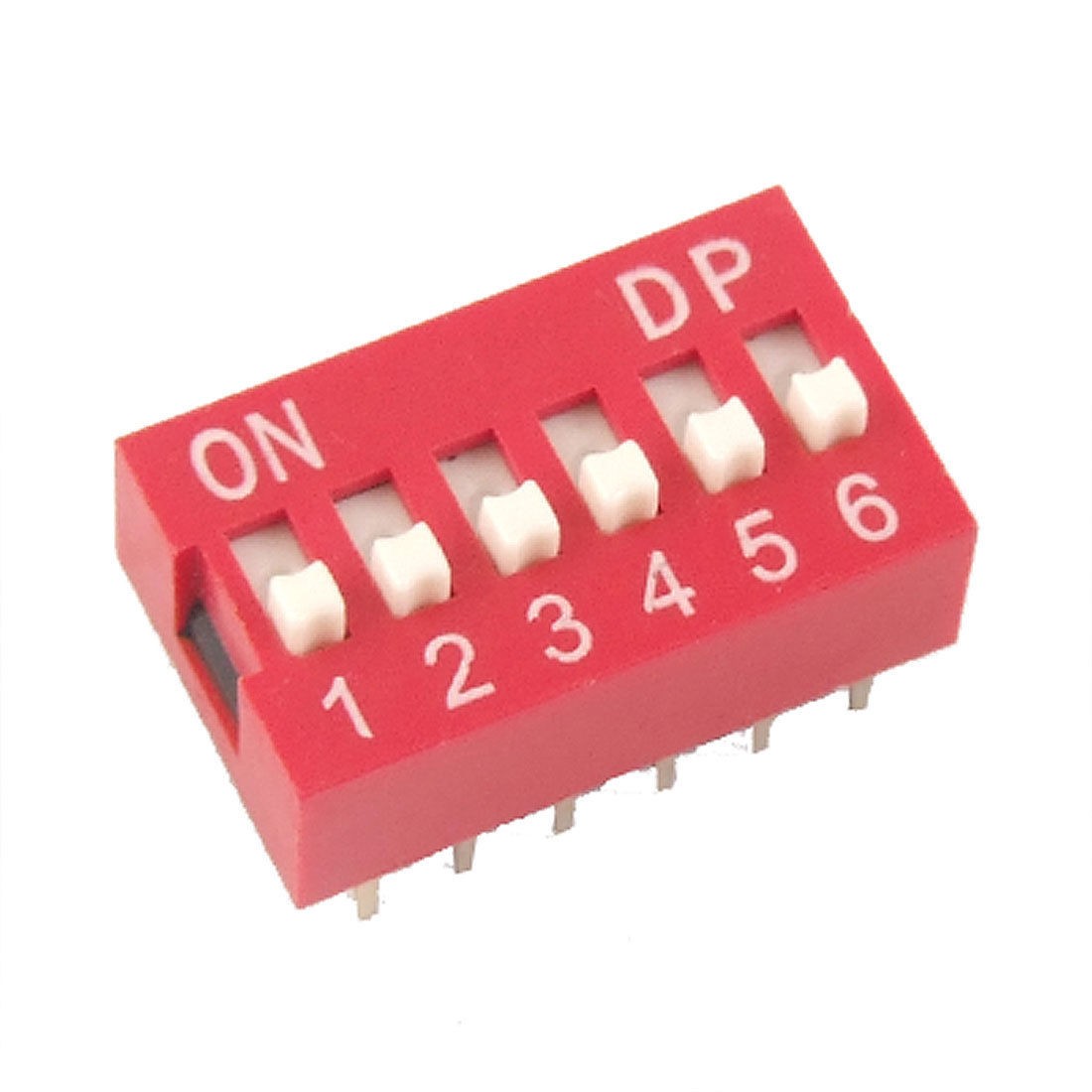 10 Pcs 2.54mm Pitch 6 Position Slide Type DIP Switch Red
