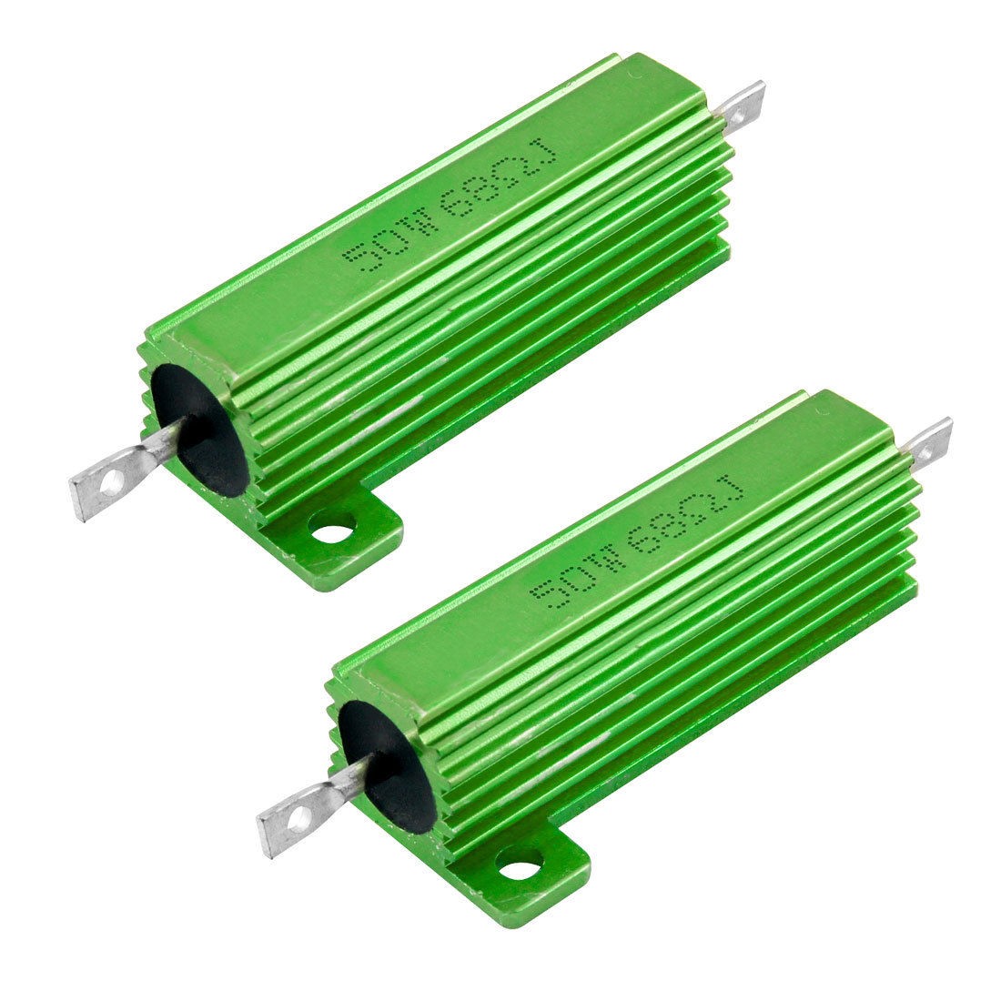 2 Pcs 68 Ohm Screw Tap Mounted Aluminum Housed Wirewound Resistors 50W