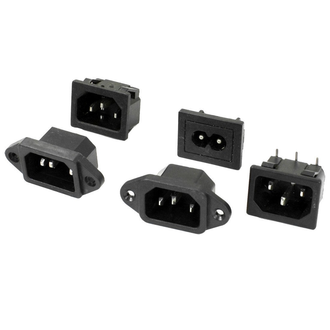 5 Pcs AC 250V 2.5A IEC320 C14 Male Plug Inlet Socket w IEC320 C8 Plug