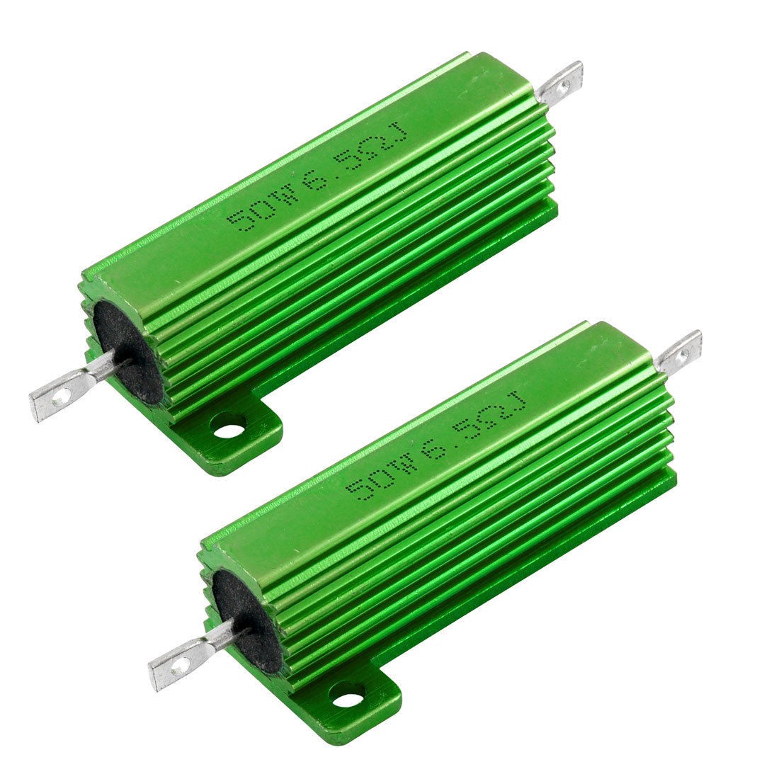 50W 6.5 Ohm Green Aluminum Housed Wirewound Resistors 2 Pcs
