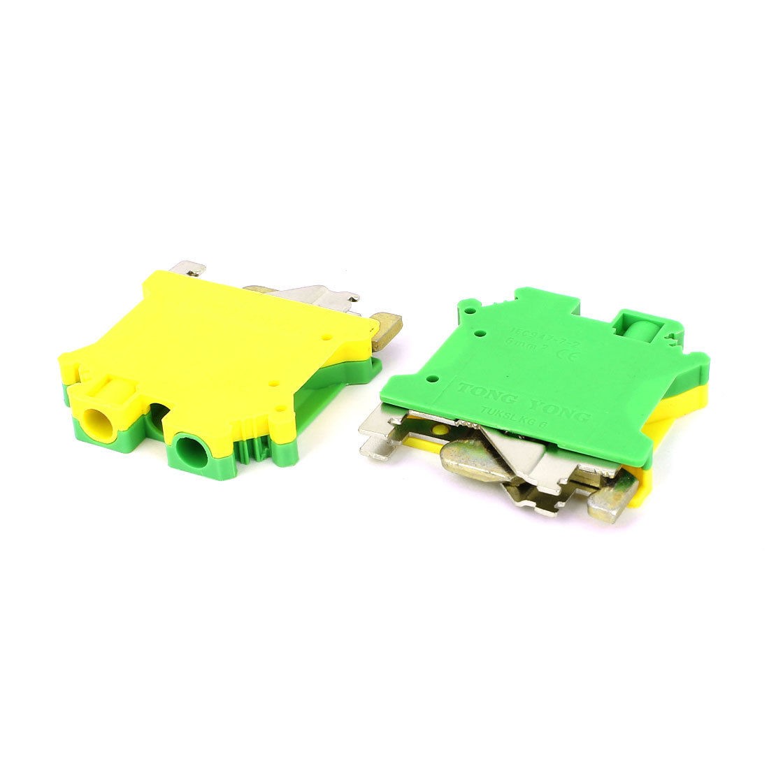 2 Pcs 41A Side Entry Type Screw Termial Block Green Yellow