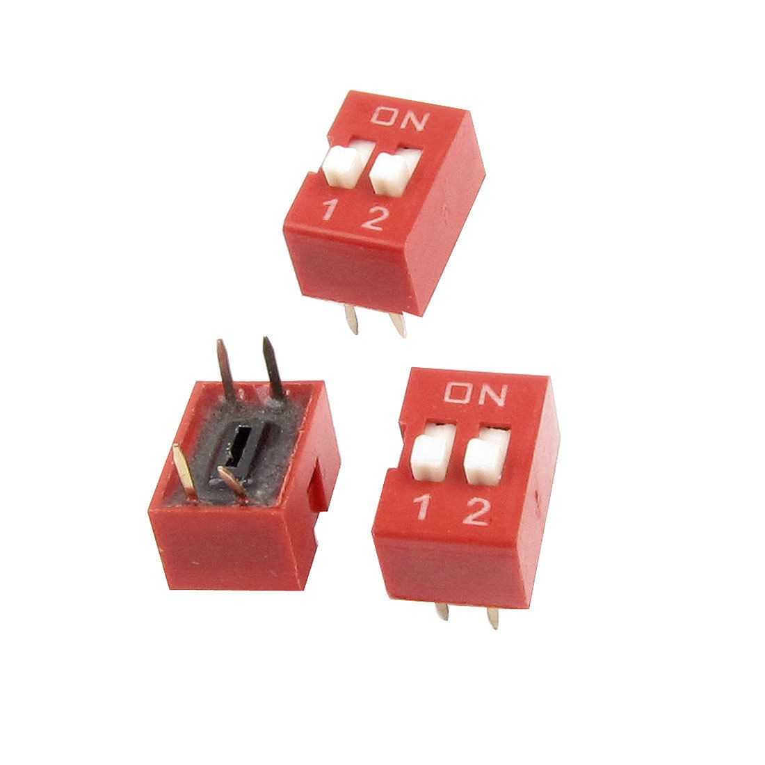 Slide Type Dual Row 4 Pin Terminals 2 Positions PCB DIP Switch 3 Pcs