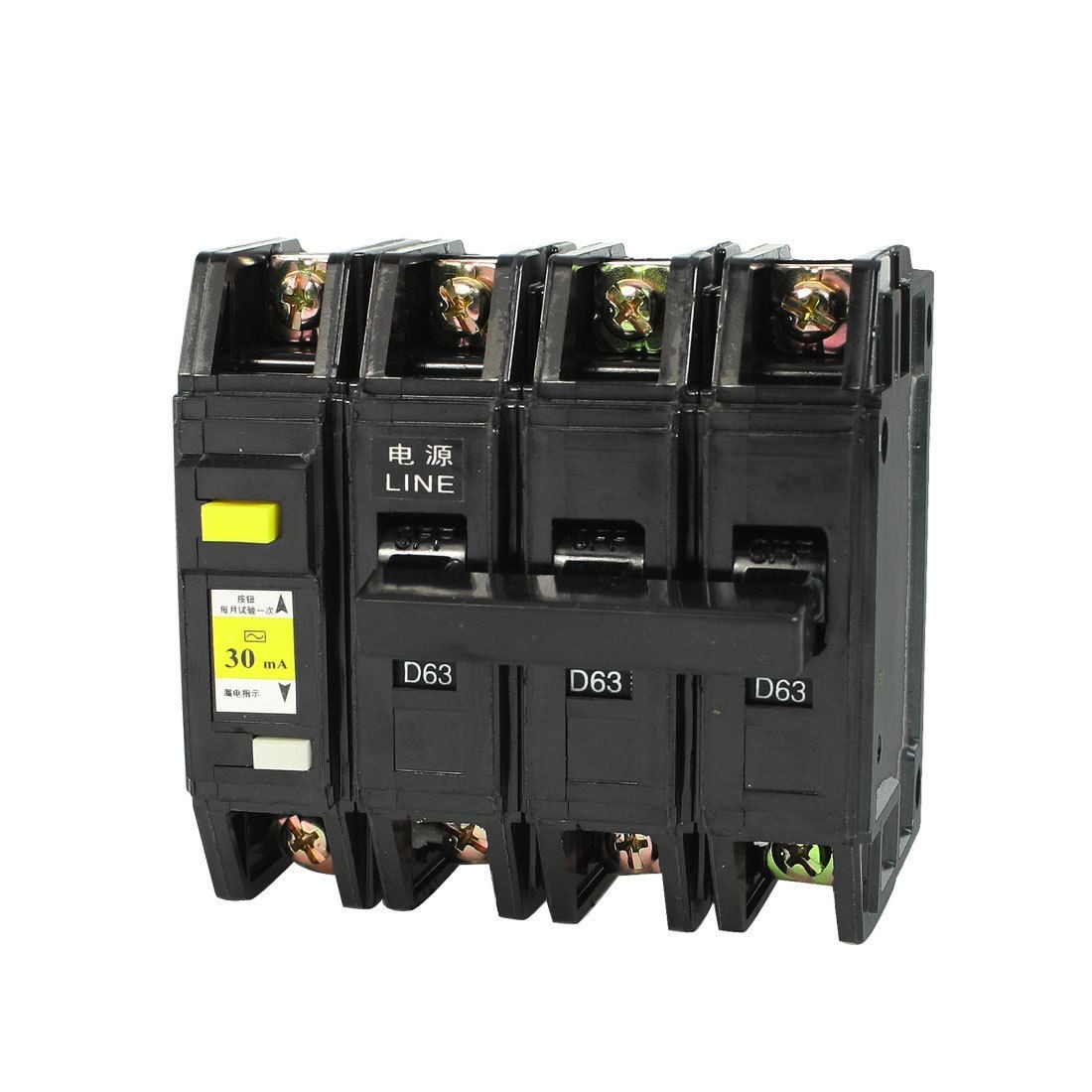 AC 220/380V 63A 3P 3P+N Miniature Circuit Breaker DIN Rail DZ12LE-63 C63