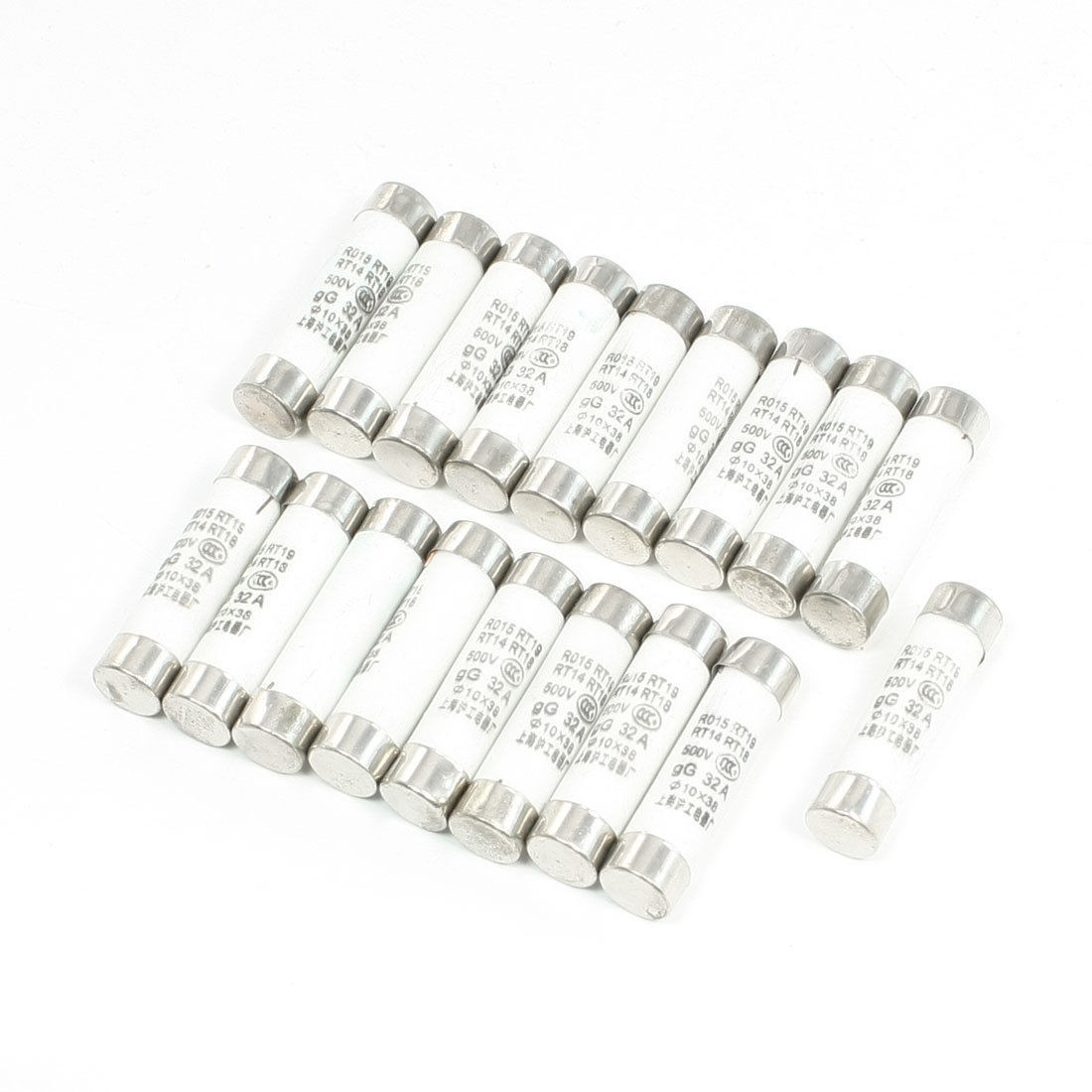20 Pcs 10mmx38mm Quick Fast Blow Ceramic Fuse Links 32A 500VAC RT19 RT14 RT18