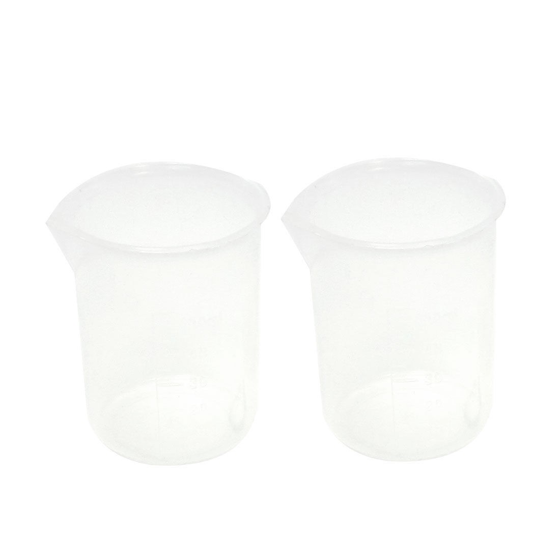 50mL Graduated Beaker Clear Plastic Measuring Cup for Lab 2 Pcs