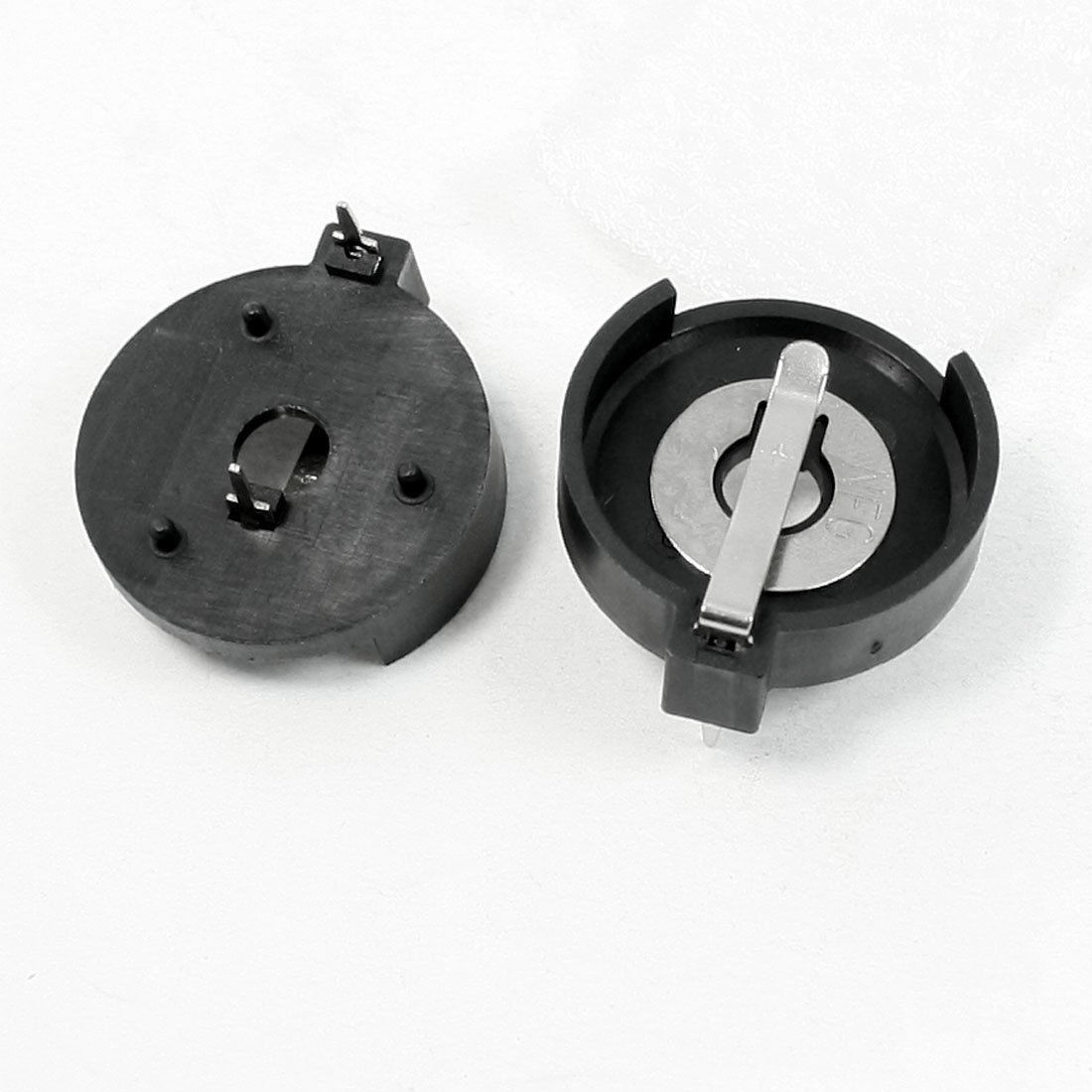 2 Pcs Plug-in 2Pin CR/LIR2477 Button Battery Holder Socket Black