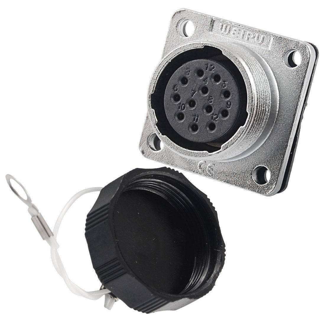 AC 400V 20mm Base 12 Pins Panel Mounting Aviation Connector Socket