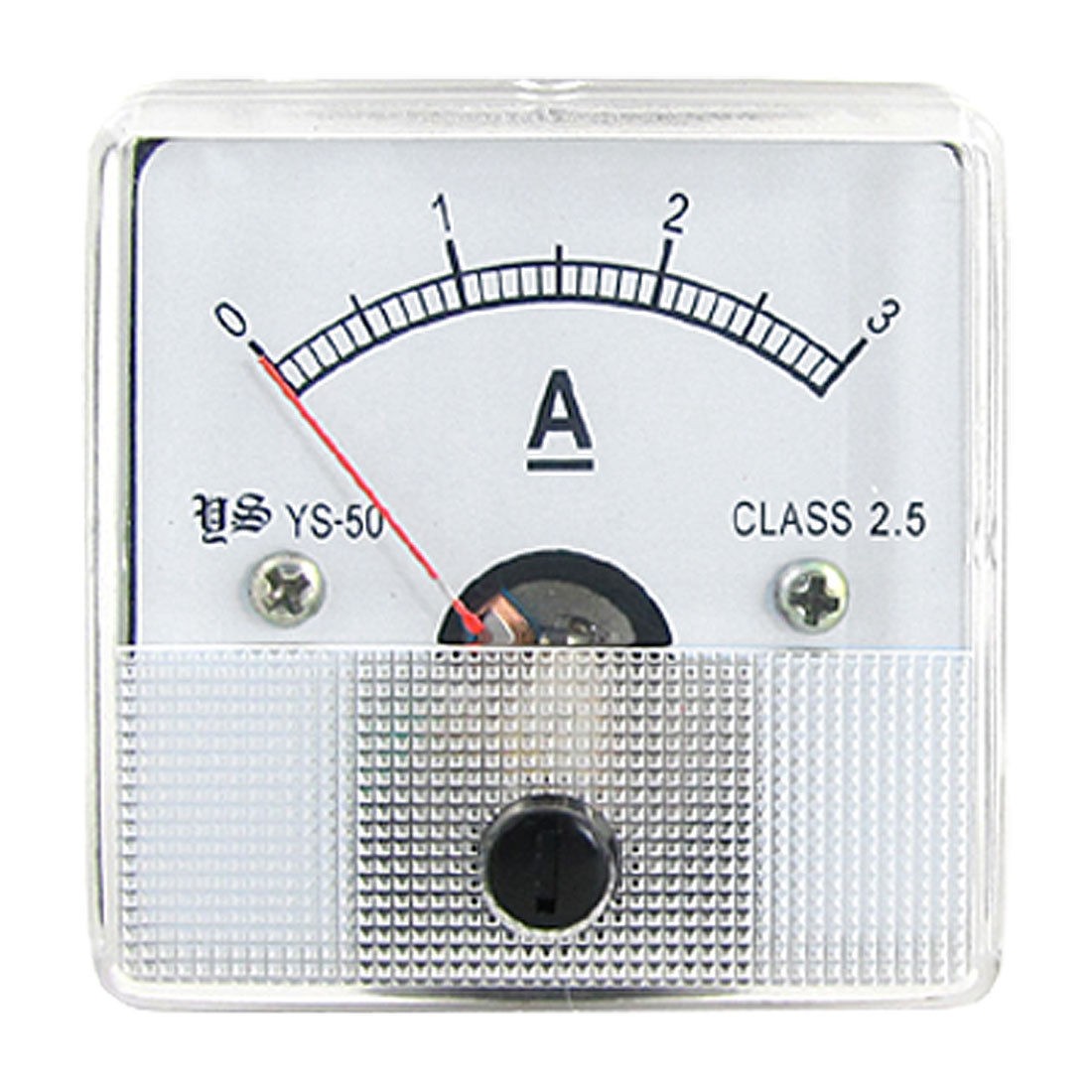 White Square Face DC 0-3A Current Panel Meter Ammeter