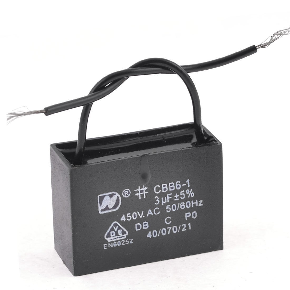 CBB61 AC 450V 3uF 5% Rectangle Motor Run Capacitor Black