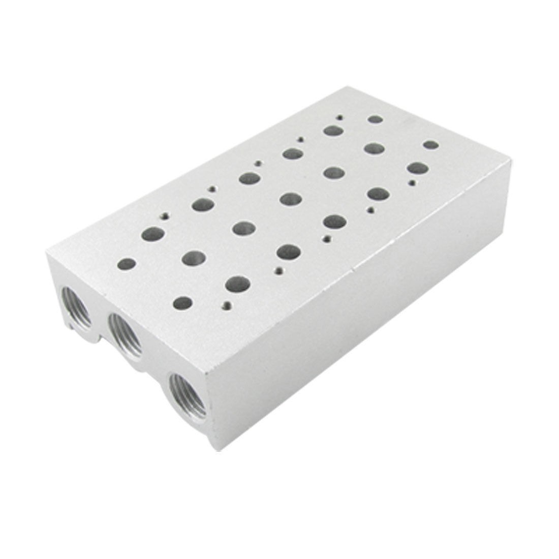 Pneumatic Silver Tone 5 Rows Alloy Solenoid Valve Base