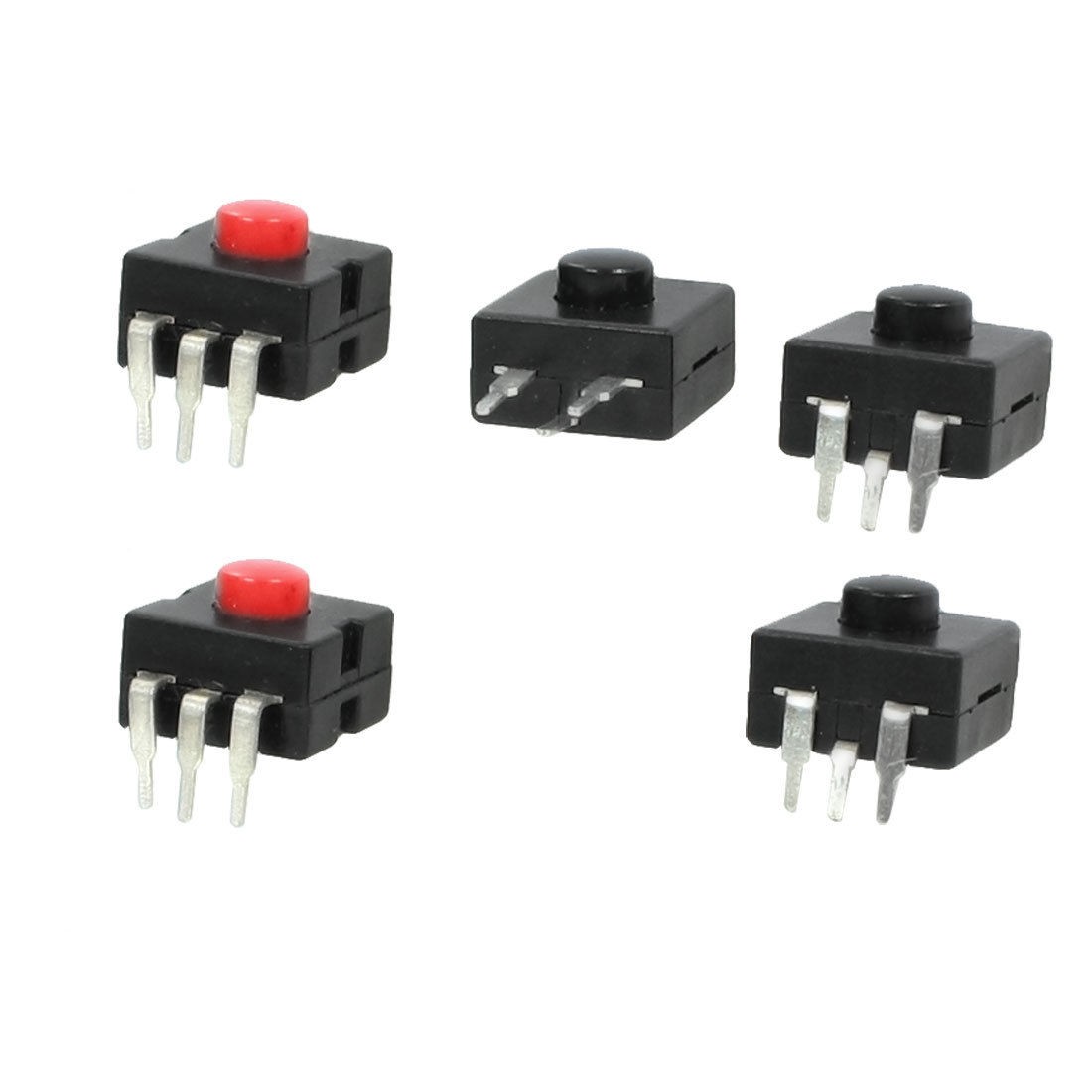 5 Pcs Vertical Horizontal 3 Pin Latching Flashlight Push Button Switch
