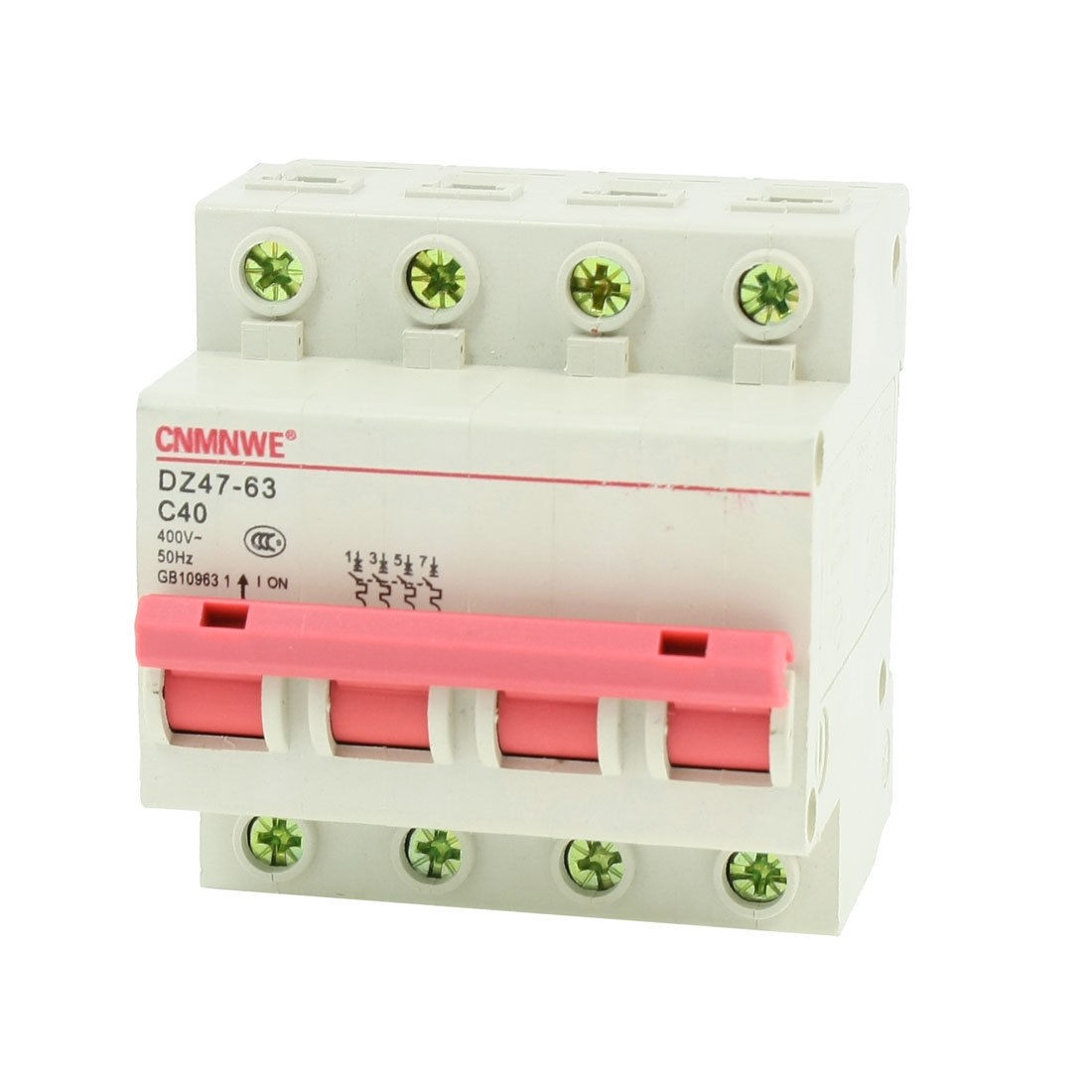 AC 400V 40A 4 Pole DZ47-63 C63 On/Off Switch Mini Circuit Breaker 6000A