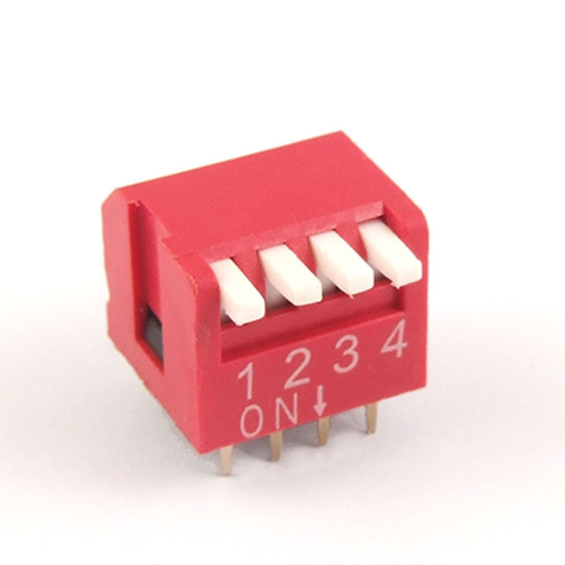 10 Pcs 2.54mm Pitch 4 Position Slide Type DIP Switch Red Lmcwv