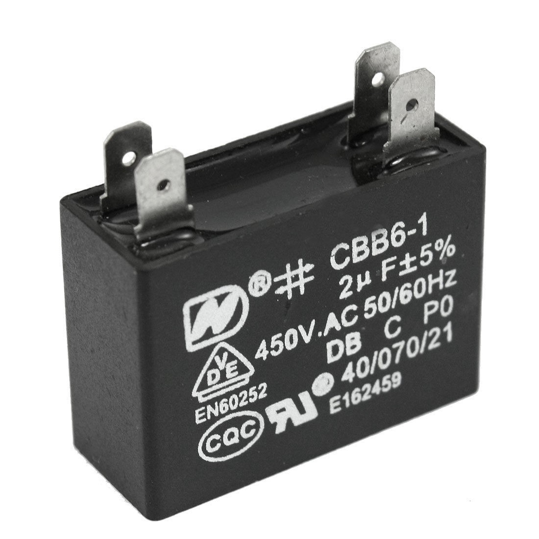 Ceiling Fan 2uF CBB6 1 450VAC Polypropylene Film Motor Capacitor
