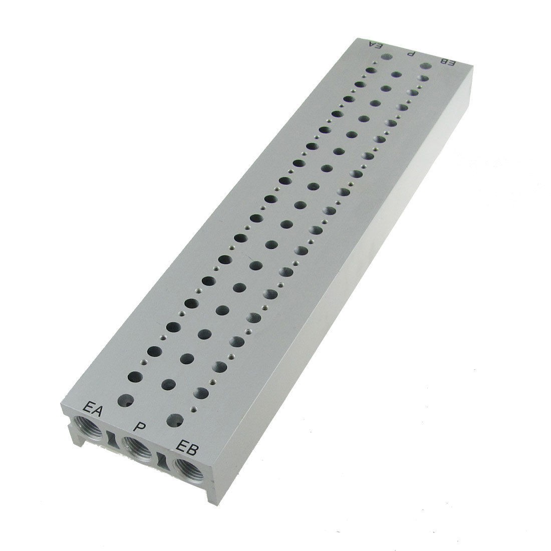 Rectangle Aluminum Block Manifold Solenoid Valve Base 17 Stations