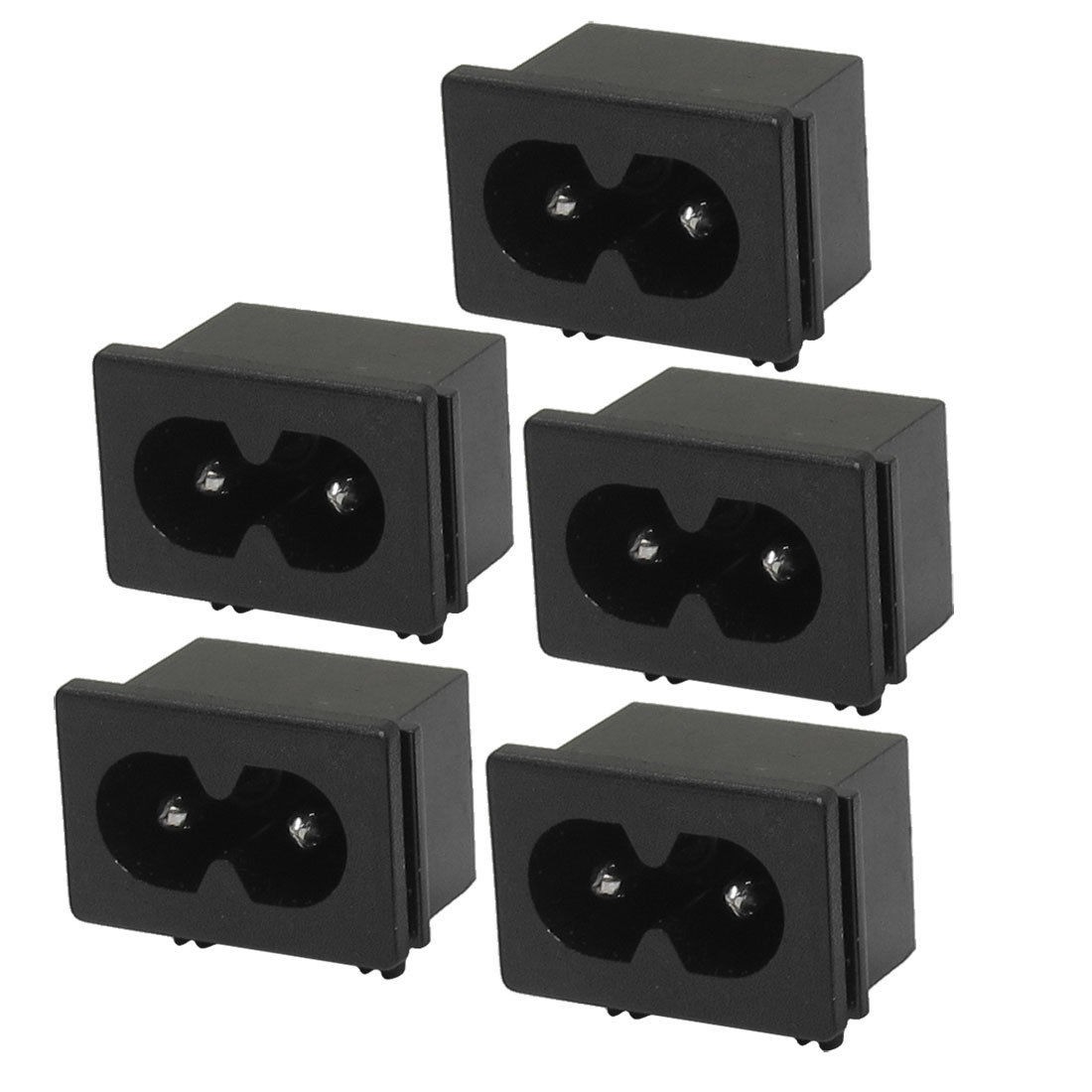 5 Pcs Black Male Plug IEC320 C8 AC Power Socket Connector 2.5A 250VAC