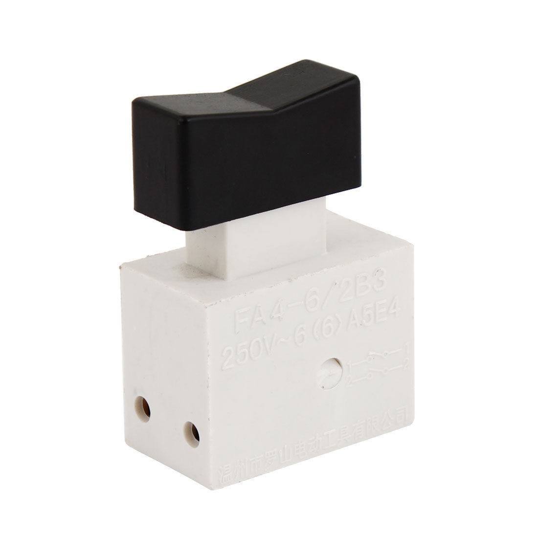 Black White Plastic DPST NO Trigger Switch Push Button AC 250V 6A