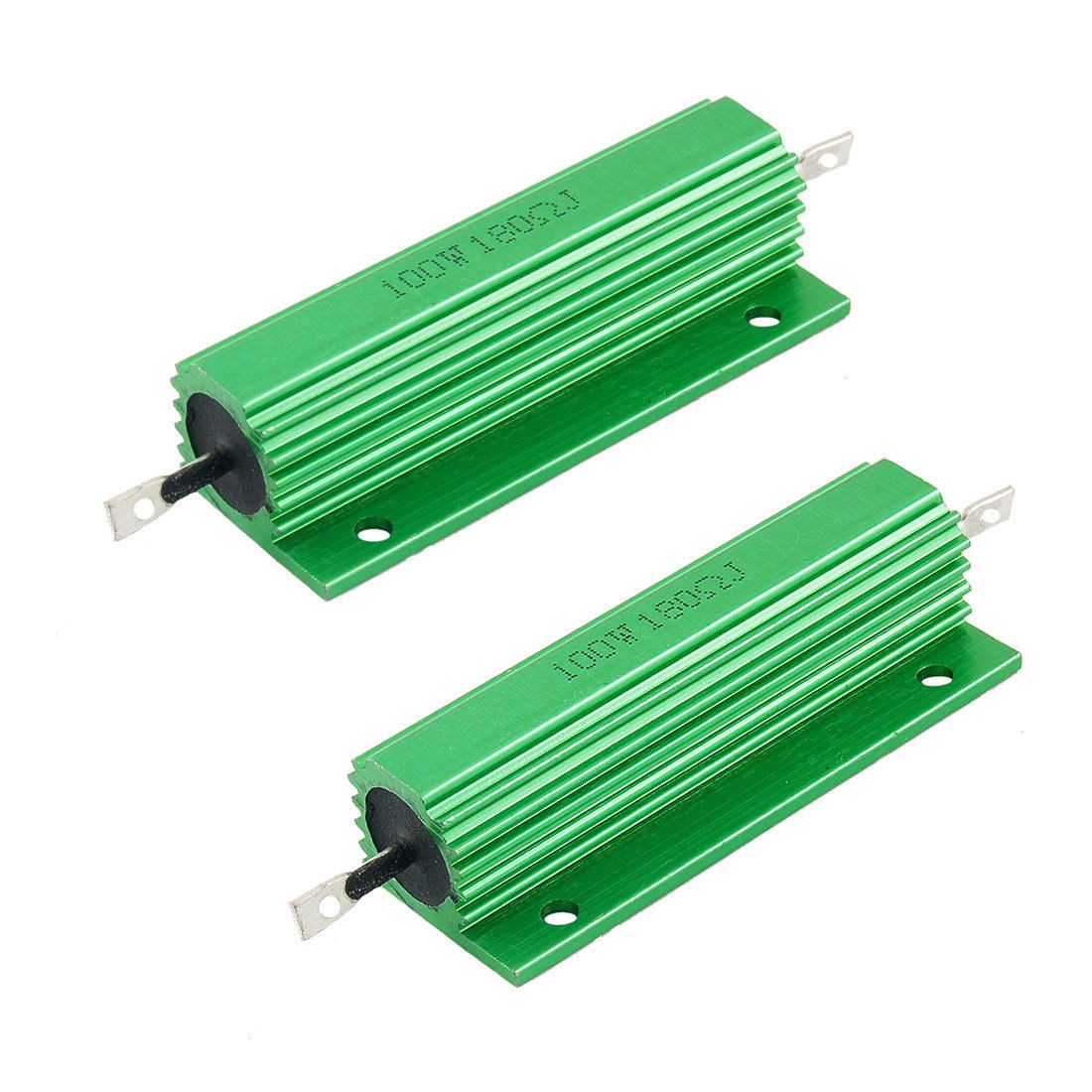 100W 180 Ohm Green Aluminum Housed Wirewound Resistors 2 Pcs