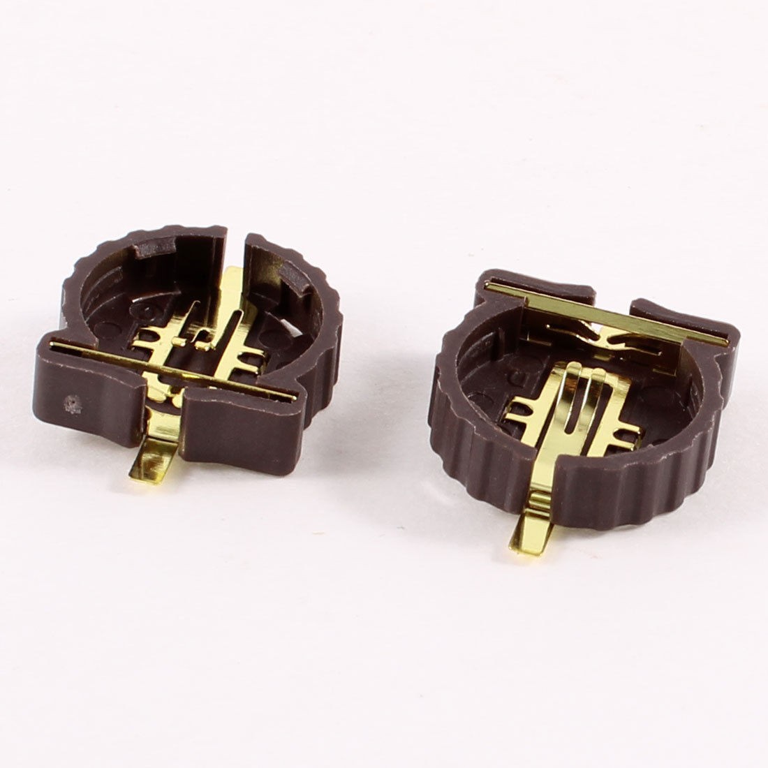 2 Pieces Brown Plastic CR1220 Cell Button Lithium Battery Sockets Holder