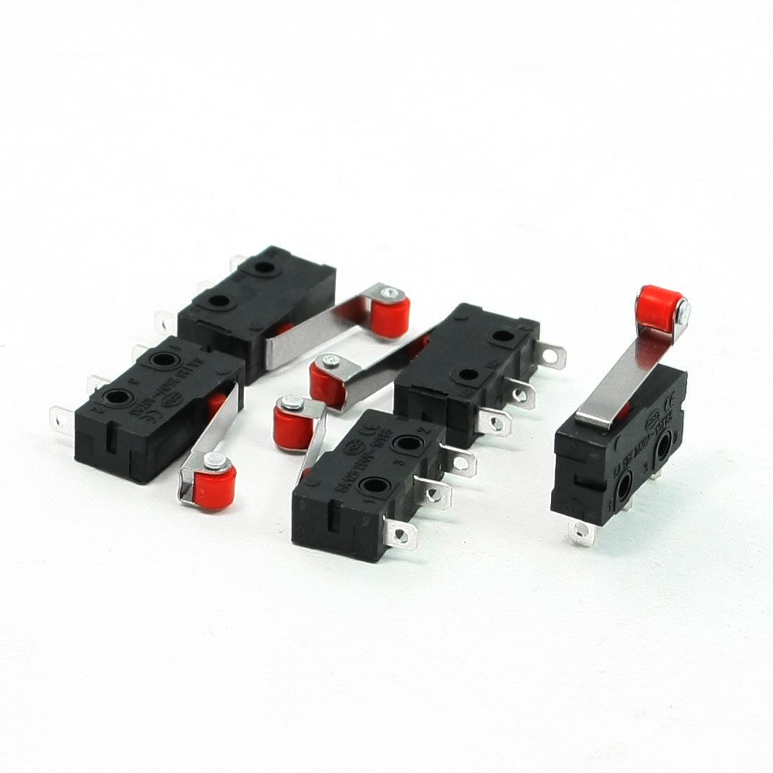 5 Pcs AC 125V 5A SPDT 3 Pins Hinge Roller Lever Miniature Micro Switch