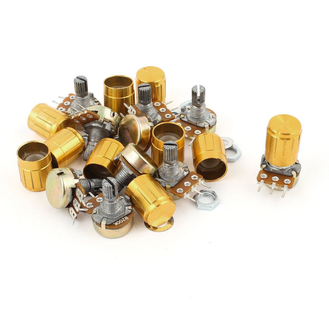 10pcs 200K Ohm Linear Taper Rotary Potentiometer 200KB B200K Pot w Knobs