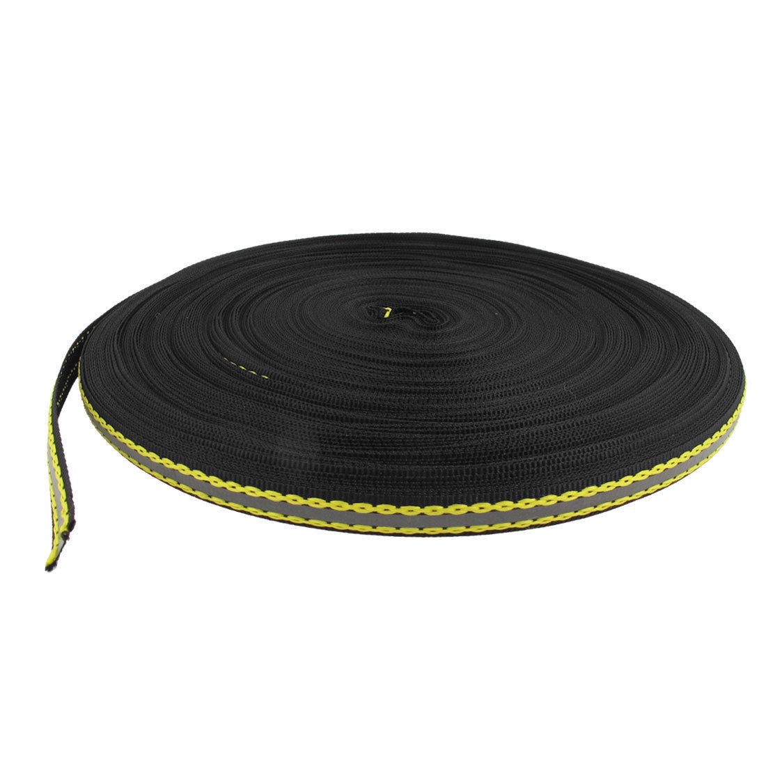 1cm Yellow Black Fabric Lace Decor Reflective Conspicuity Tape Safety 45M Length