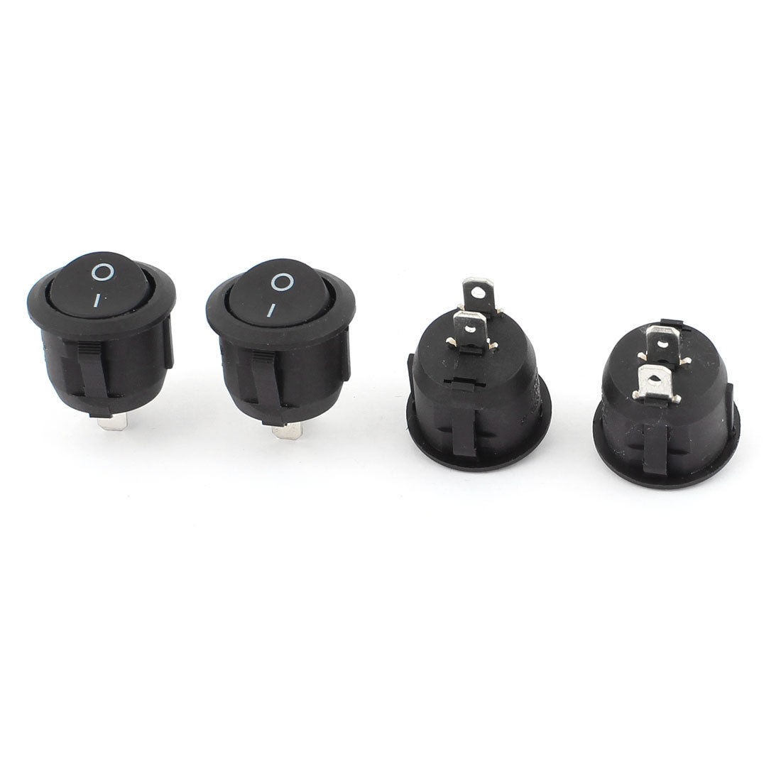 Balck SPST on Off 2 Position 2pin Round Rocker Switch 4pcs