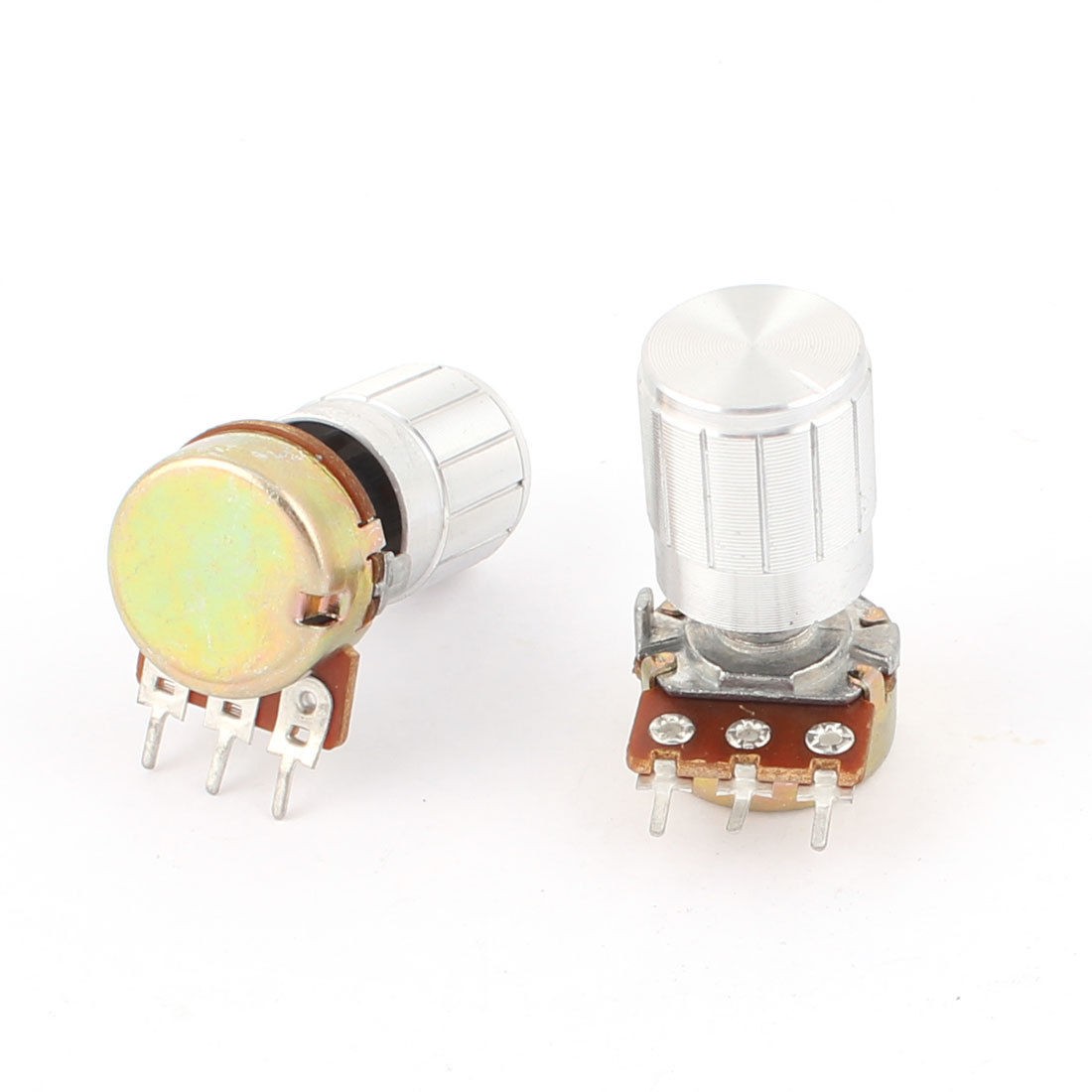 2 Pcs B2K 2K Ohm 13mm Rotating Shaft 3 Terminals Single Linear Potentiometer