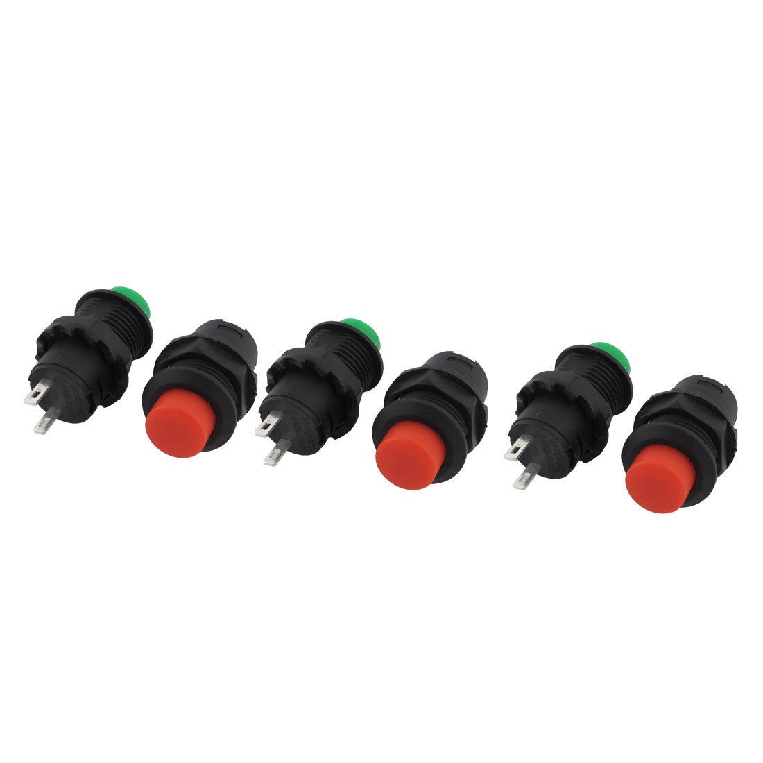 6 Pcs on Off Momentary Round Red Green Push Button Switch AC 125V 3A 250V 1 5A