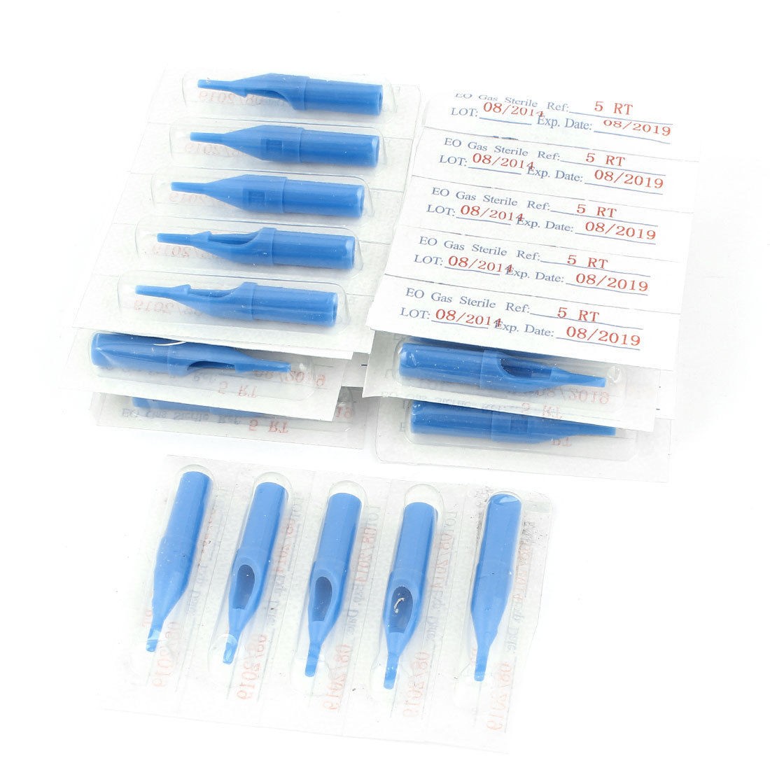 50 Pcs Disposable Tattoo Tip Tube Nozzle 5R Blue for Round Liner Shader Needles