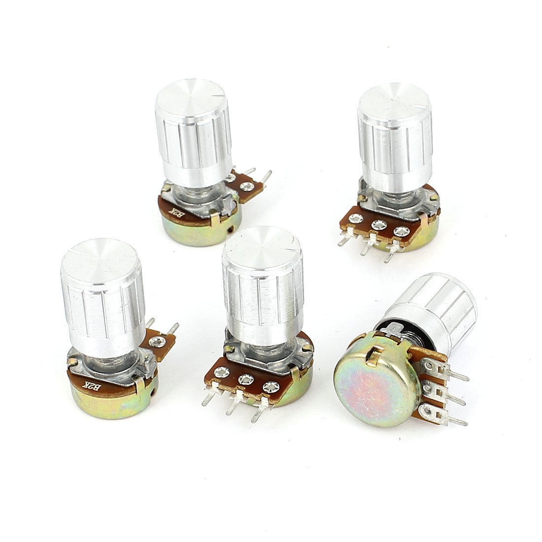 5 Pcs 2K Ohm Linear Taper Rotary Potentiometer 2KB B2K Pot