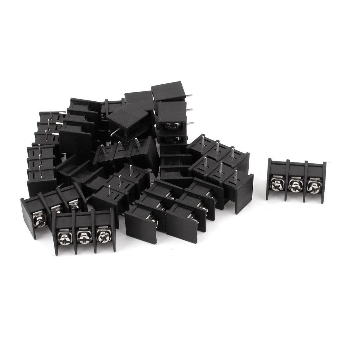 300V 20A 3P 3 Position 8mm Pitch Screw Terminal Barrier Blocks Black 20pcs