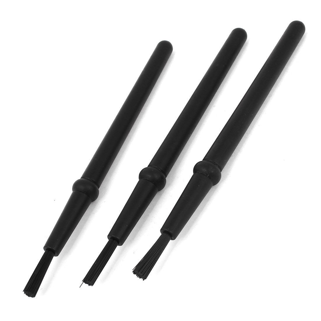 3pcs Black Plastic Round Handle Anti Static Dust Cleaning ESD Brush 20mm x 5mm