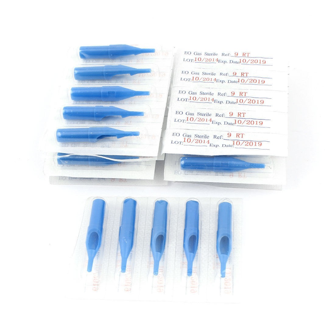 50 Pcs Disposable Tattoo Tip Tube Nozzle 9R Blue for Round Liner Shader Needles