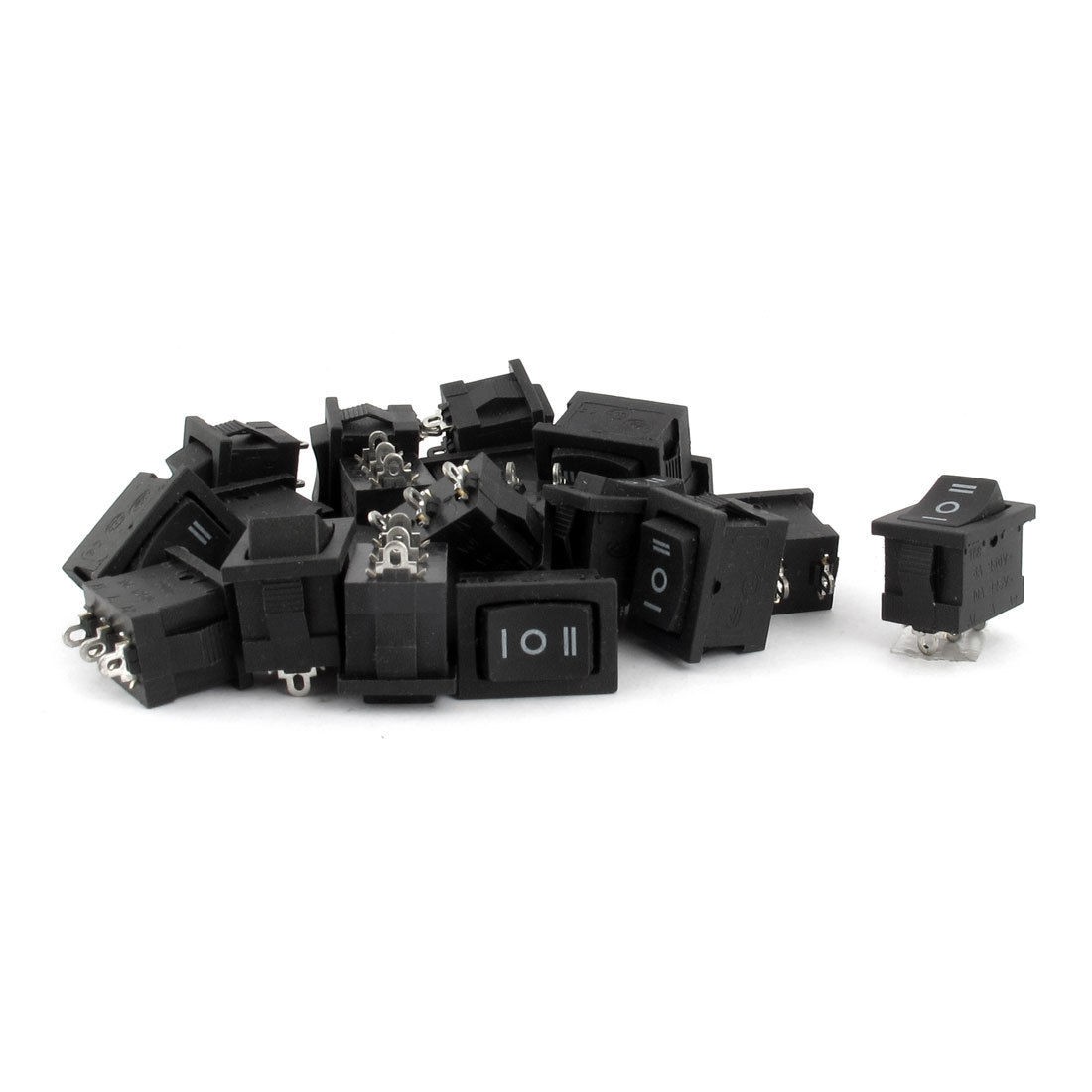 20pcs Black AC 250V 6A 125V 10A 3 Position Locking SPDT Rocker Switch